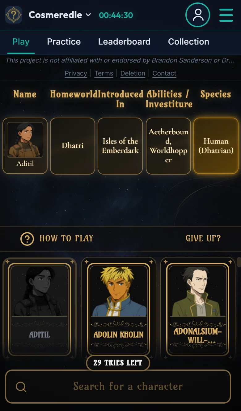 Game Feedback Table