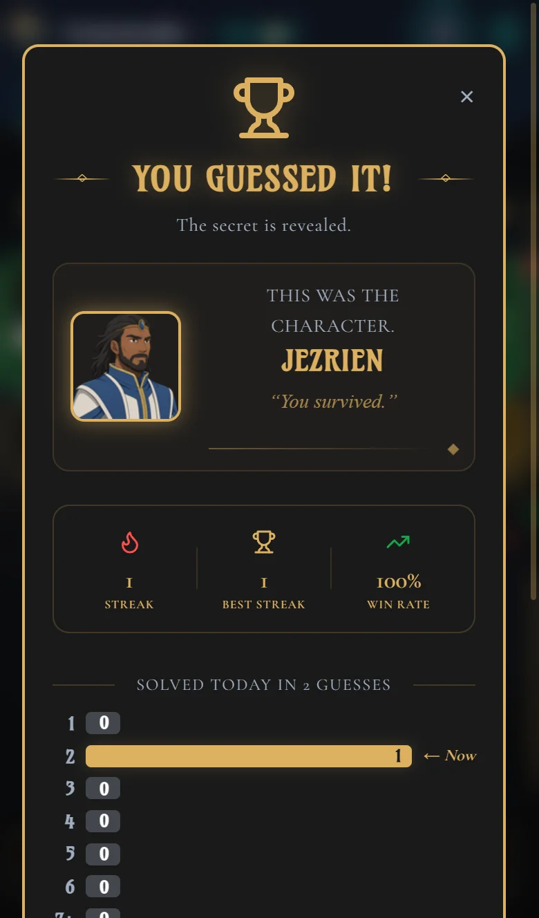 Game Results Screen